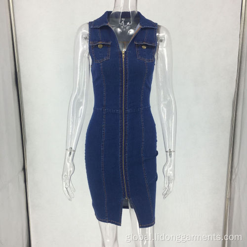 Sleeveless Denim Dress New Types of Women Causal Sleeveless Denim Dress Factory